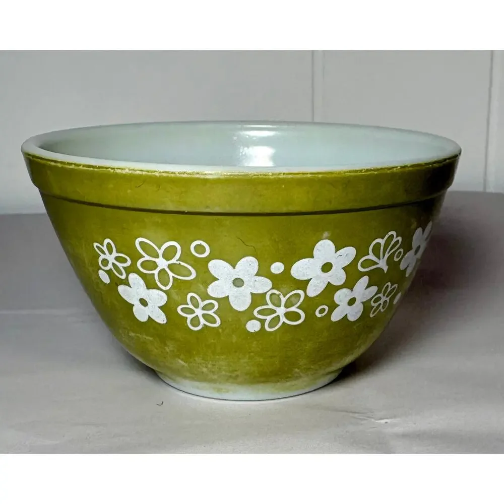 Vintage Pyrex Green Floral Crazy Daisy 1.5 Pint Mixing Bowl #401